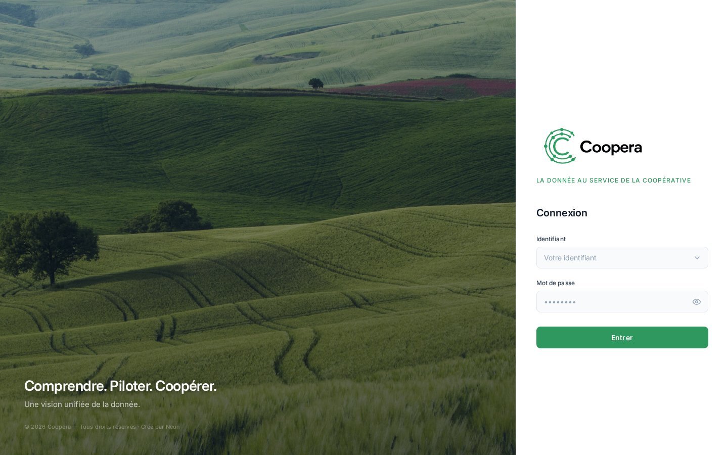 Écran de connexion de Coopera